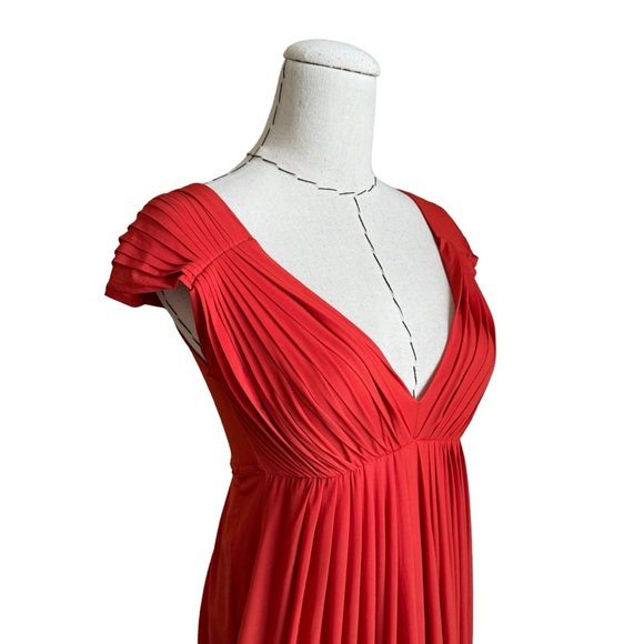 Vintage 90s Y2K Donna Karan Orange Pleated Draped Dress sz Small Made in Italy - Picture 6 of 15